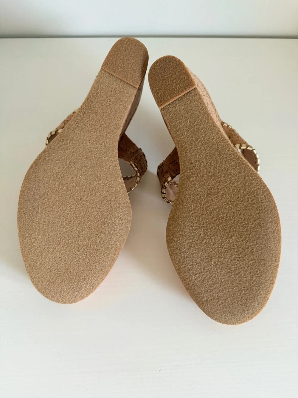 NWT Jack Rogers - Cork and Gold High Wedge Sandals